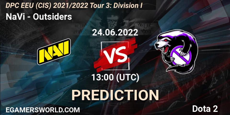 NaVi vs Outsiders: Match Prediction. 24.06.2022 at 13:01, Dota 2, DPC EEU (CIS) 2021/2022 Tour 3: Division I