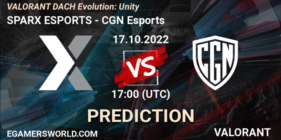SPARX ESPORTS vs CGN Esports: Match Prediction. 17.10.2022 at 17:00, VALORANT, VALORANT DACH Evolution: Unity