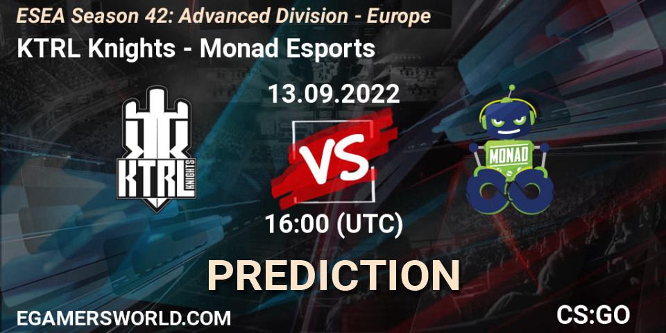 KTRL Knights vs Monad Esports: Match Prediction. 13.09.2022 at 16:00, Counter-Strike (CS2), ESEA Season 42: Advanced Division - Europe