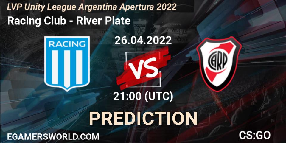 Racing Club vs River Plate: Match Prediction. 26.04.2022 at 21:00, Counter-Strike (CS2), LVP Unity League Argentina Apertura 2022