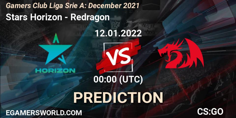 Stars Horizon vs Redragon: Match Prediction. 12.01.2022 at 00:00, Counter-Strike (CS2), Gamers Club Liga Série A: December 2021