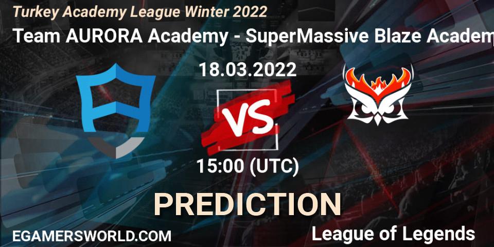 Team AURORA Academy vs SuperMassive Blaze Academy: Match Prediction. 18.03.22, LoL, Turkey Academy League Winter 2022