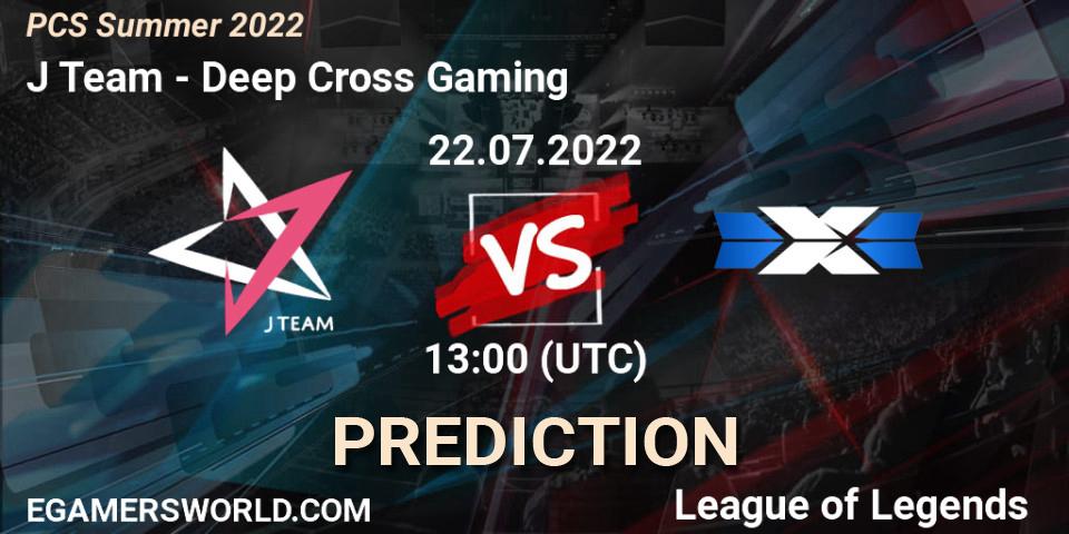 J Team vs Deep Cross Gaming: Match Prediction. 22.07.2022 at 11:00, LoL, PCS Summer 2022