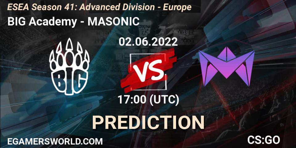 BIG Academy vs MASONIC: Match Prediction. 02.06.2022 at 17:00, Counter-Strike (CS2), ESEA Season 41: Advanced Division - Europe