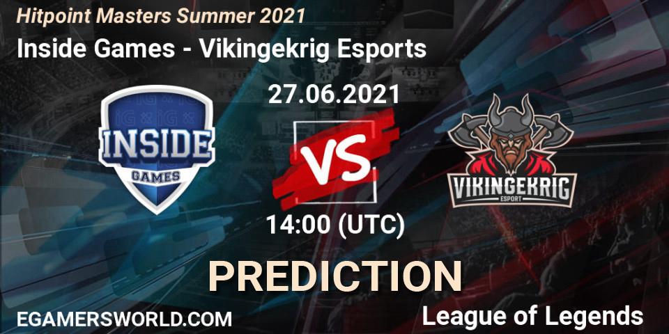 Inside Games vs Vikingekrig Esports: Match Prediction. 27.06.2021 at 14:00, LoL, Hitpoint Masters Summer 2021