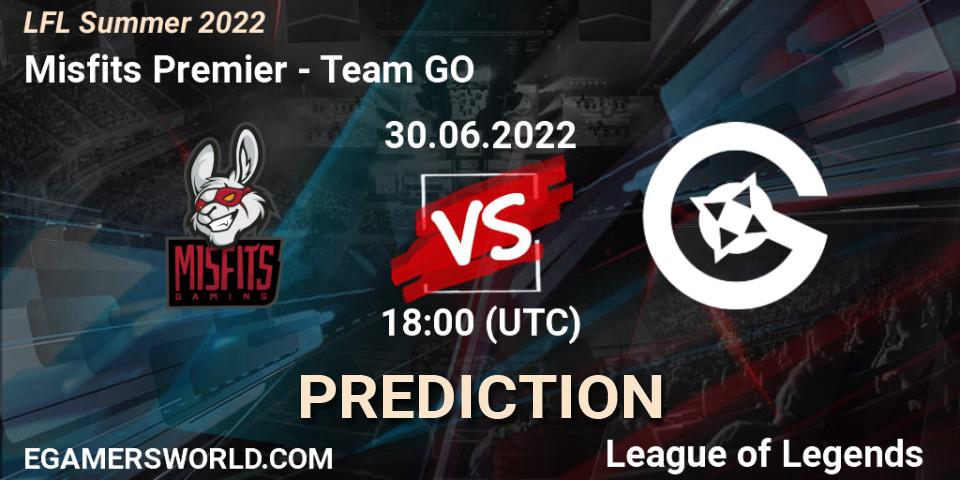 Misfits Premier vs Team GO: Match Prediction. 30.06.2022 at 18:00, LoL, LFL Summer 2022
