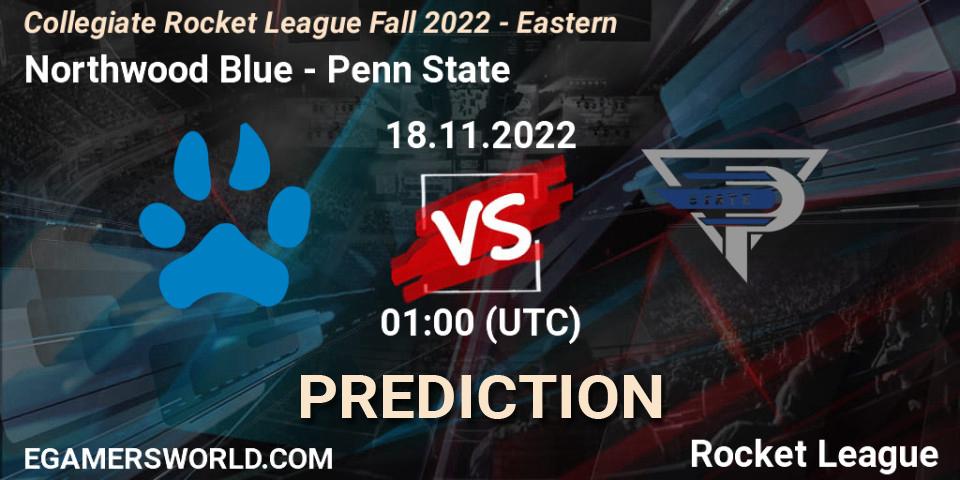 Northwood Blue vs Penn State: Match Prediction. 18.11.2022 at 02:00, Rocket League, Collegiate Rocket League Fall 2022 - Eastern