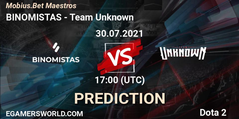 BINOMISTAS vs Team Unknown: Match Prediction. 30.07.2021 at 19:00, Dota 2, Mobius.Bet Maestros