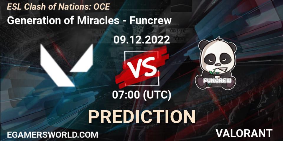 Generation of Miracles vs Funcrew: Match Prediction. 09.12.22, VALORANT, ESL Clash of Nations: OCE