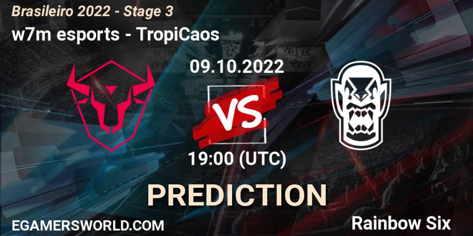 w7m esports vs TropiCaos: Match Prediction. 09.10.2022 at 19:00, Rainbow Six, Brasileirão 2022 - Stage 3