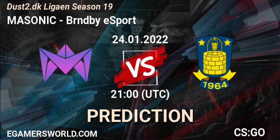 MASONIC vs Brøndby eSport: Match Prediction. 25.01.2022 at 19:00, Counter-Strike (CS2), Dust2.dk Ligaen Season 19