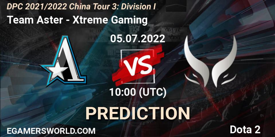 Team Aster vs Xtreme Gaming: Match Prediction. 05.07.2022 at 10:01, Dota 2, DPC 2021/2022 China Tour 3: Division I
