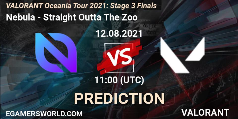 Nebula vs Straight Outta The Zoo: Match Prediction. 12.08.2021 at 11:00, VALORANT, VALORANT Oceania Tour 2021: Stage 3 Finals