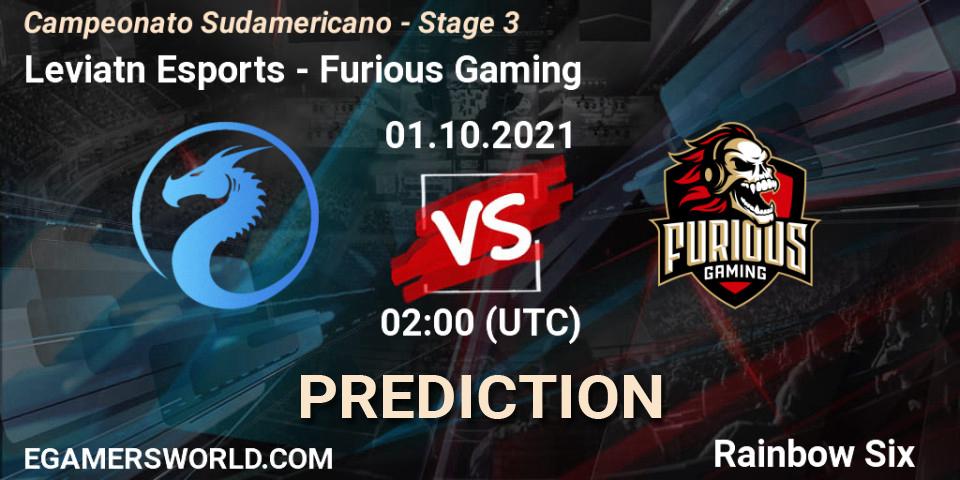 Leviatán Esports vs Furious Gaming: Match Prediction. 01.10.2021 at 02:00, Rainbow Six, Campeonato Sudamericano - Stage 3