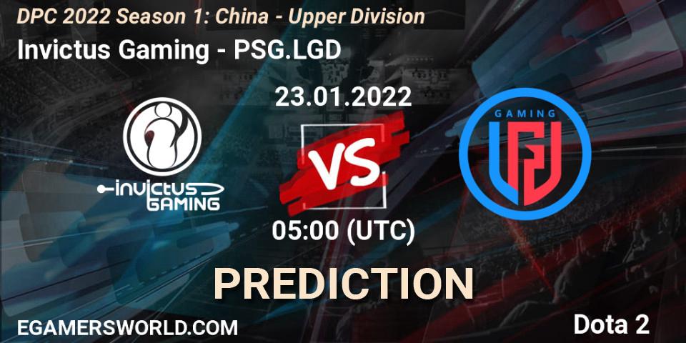 Invictus Gaming vs PSG.LGD: Match Prediction. 23.01.2022 at 11:48, Dota 2, DPC 2022 Season 1: China - Upper Division