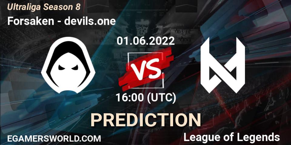 Forsaken vs devils.one: Match Prediction. 01.06.2022 at 16:00, LoL, Ultraliga Season 8