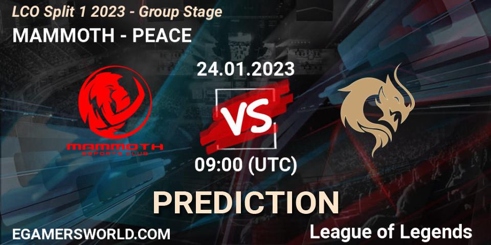 MAMMOTH vs PEACE: Match Prediction. 24.01.2023 at 09:00, LoL, LCO Split 1 2023 - Group Stage
