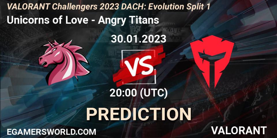 Unicorns of Love vs Angry Titans: Match Prediction. 30.01.23, VALORANT, VALORANT Challengers 2023 DACH: Evolution Split 1