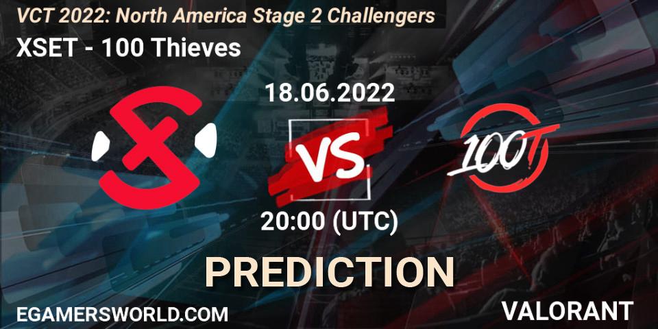 XSET vs 100 Thieves: Match Prediction. 18.06.2022 at 20:15, VALORANT, VCT 2022: North America Stage 2 Challengers