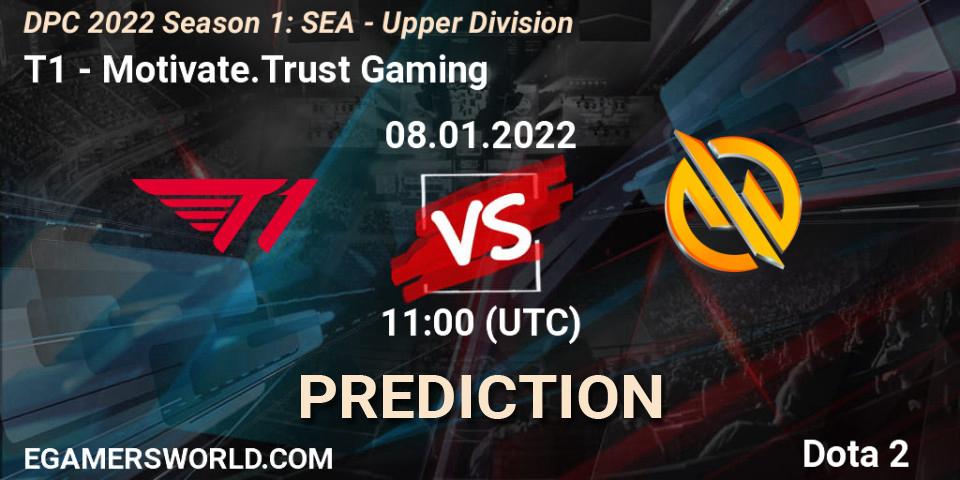 T1 vs Motivate.Trust Gaming: Match Prediction. 08.01.2022 at 11:06, Dota 2, DPC 2022 Season 1: SEA - Upper Division