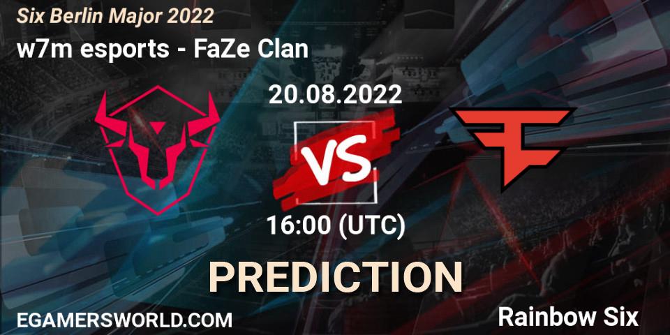 w7m esports vs FaZe Clan: Match Prediction. 20.08.2022 at 16:00, Rainbow Six, Six Berlin Major 2022