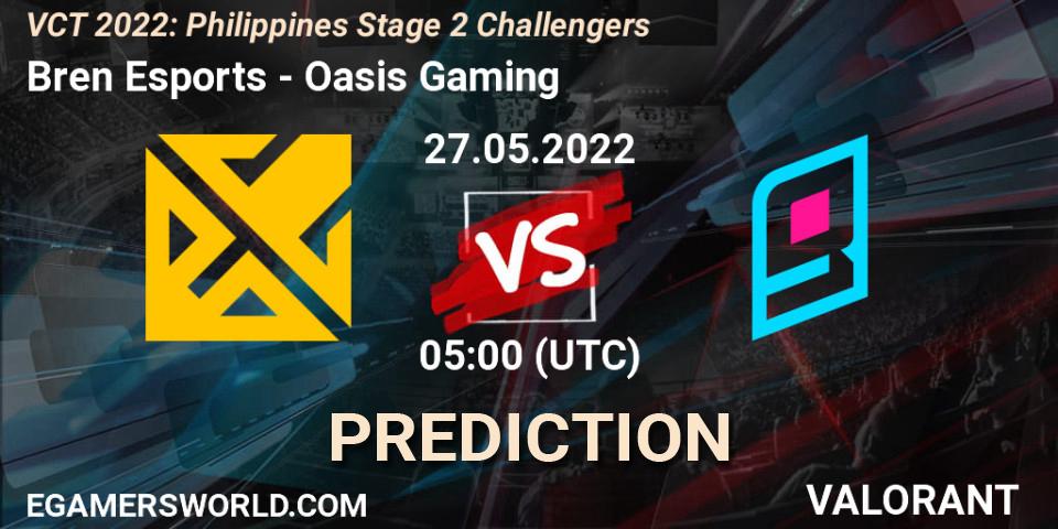 Bren Esports vs Oasis Gaming: Match Prediction. 27.05.2022 at 08:20, VALORANT, VCT 2022: Philippines Stage 2 Challengers
