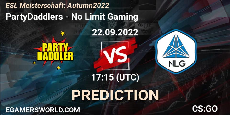 PartyDaddlers vs No Limit Gaming: Match Prediction. 22.09.2022 at 17:15, Counter-Strike (CS2), ESL Meisterschaft: Autumn 2022