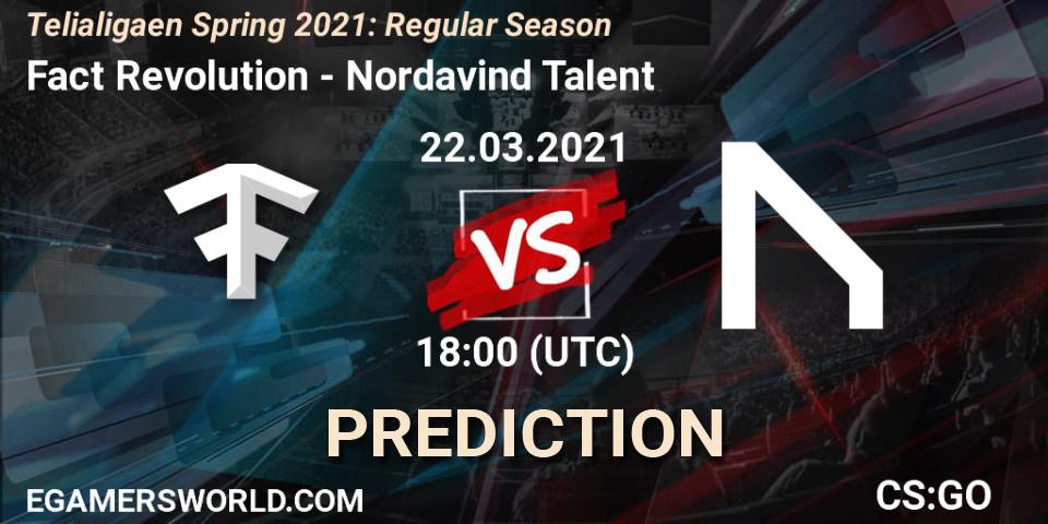 Fact Revolution vs Nordavind Talent: Match Prediction. 22.03.2021 at 18:00, Counter-Strike (CS2), Telialigaen Spring 2021: Regular Season