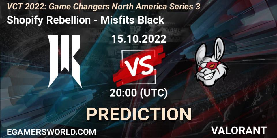 Shopify Rebellion vs Misfits Black: Match Prediction. 15.10.2022 at 20:10, VALORANT, VCT 2022: Game Changers North America Series 3