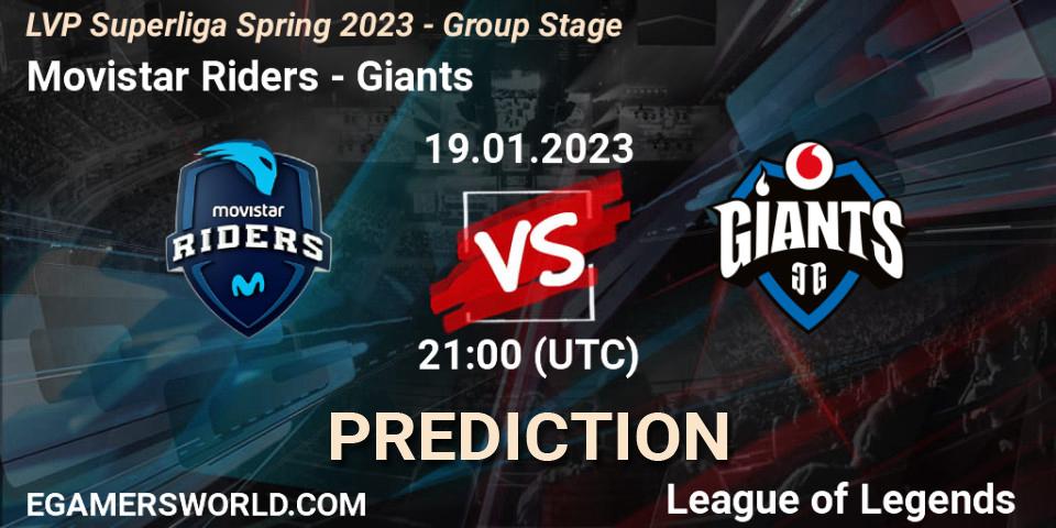 Movistar Riders vs Giants: Match Prediction. 19.01.2023 at 21:00, LoL, LVP Superliga Spring 2023 - Group Stage