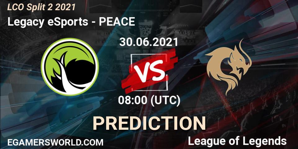 Legacy eSports vs PEACE: Match Prediction. 30.06.2021 at 08:00, LoL, LCO Split 2 2021