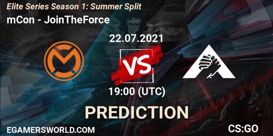 mCon vs JoinTheForce: Match Prediction. 22.07.2021 at 19:00, Counter-Strike (CS2), Elite Series Season 1: Summer Split