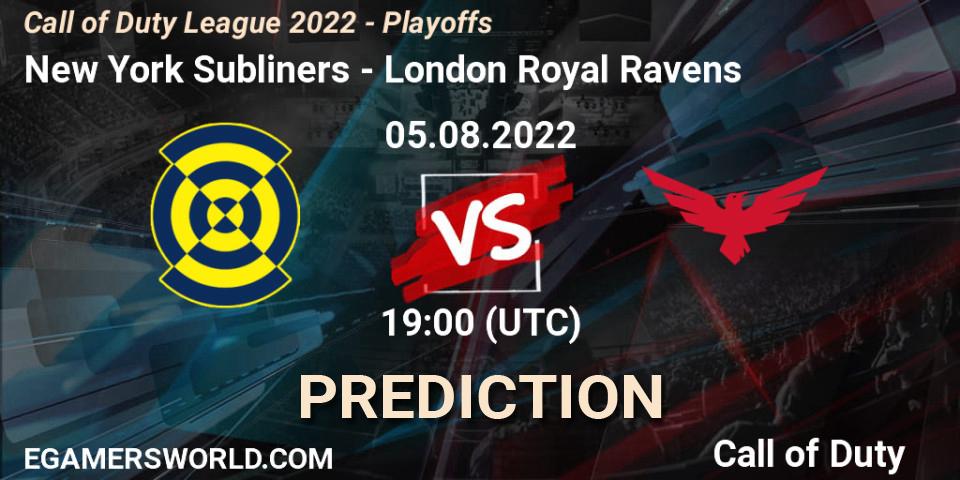 New York Subliners vs London Royal Ravens: Match Prediction. 05.08.2022 at 19:00, Call of Duty, Call of Duty League 2022 - Playoffs