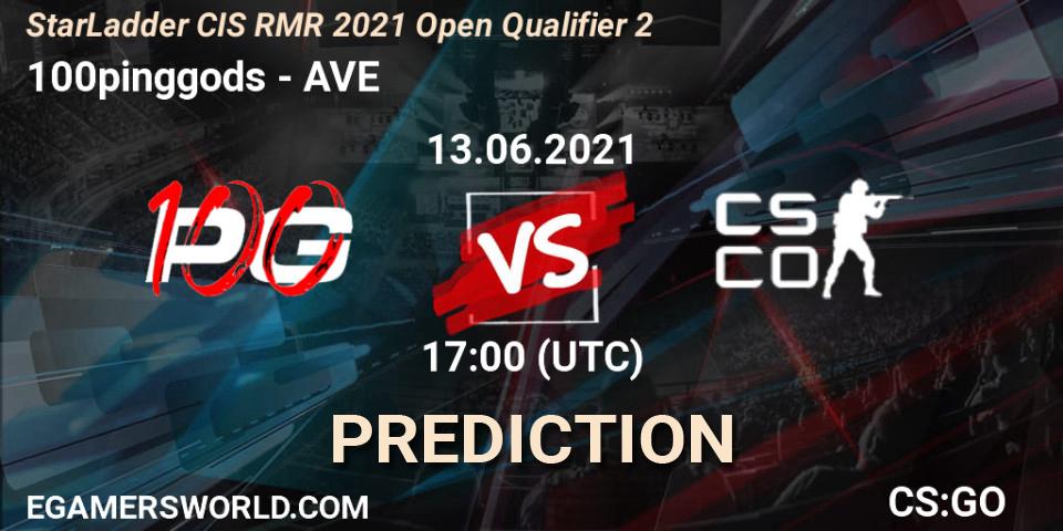 100pinggods vs AVE: Match Prediction. 13.06.2021 at 19:15, Counter-Strike (CS2), StarLadder CIS RMR 2021 Open Qualifier 2