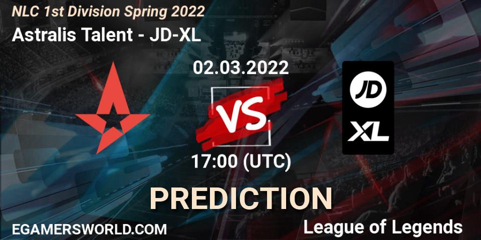 Astralis Talent vs JD-XL: Match Prediction. 02.03.2022 at 17:00, LoL, NLC 1st Division Spring 2022