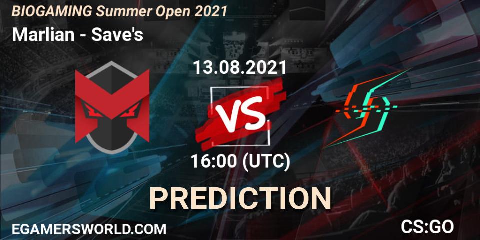 Marlian vs Save's: Match Prediction. 13.08.2021 at 16:00, Counter-Strike (CS2), BIOGAMING Summer Open 2021