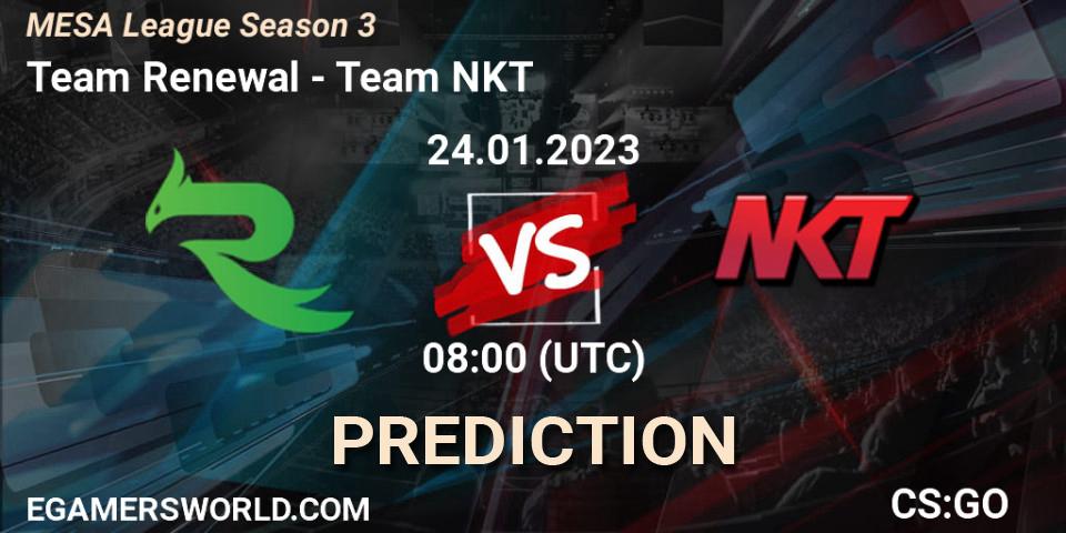 Team Renewal vs Team NKT: Match Prediction. 25.01.2023 at 06:30, Counter-Strike (CS2), MESA League Season 3