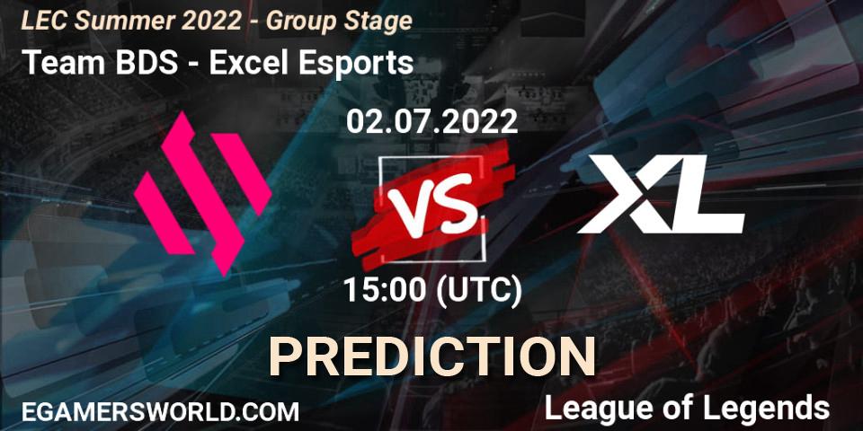 Team BDS vs Excel Esports: Match Prediction. 02.07.2022 at 15:00, LoL, LEC Summer 2022 - Group Stage