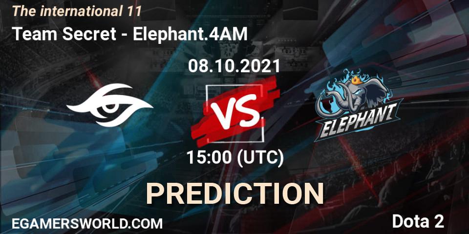 Team Secret vs Elephant.4AM: Match Prediction. 08.10.2021 at 16:20, Dota 2, The Internationa 2021