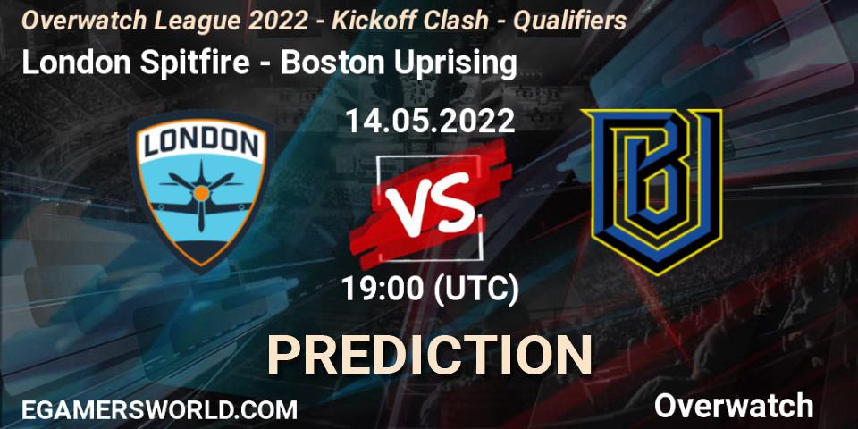 London Spitfire vs Boston Uprising: Match Prediction. 14.05.2022 at 19:00, Overwatch, Overwatch League 2022 - Kickoff Clash - Qualifiers