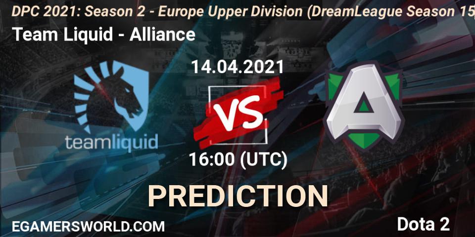 Team Liquid vs Alliance: Match Prediction. 14.04.21, Dota 2, DPC 2021: Season 2 - Europe Upper Division (DreamLeague Season 15)