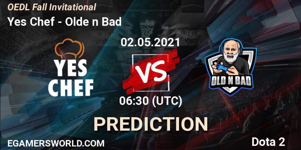 Yes Chef vs Olde n Bad: Match Prediction. 02.05.2021 at 06:49, Dota 2, OEDL Fall Invitational