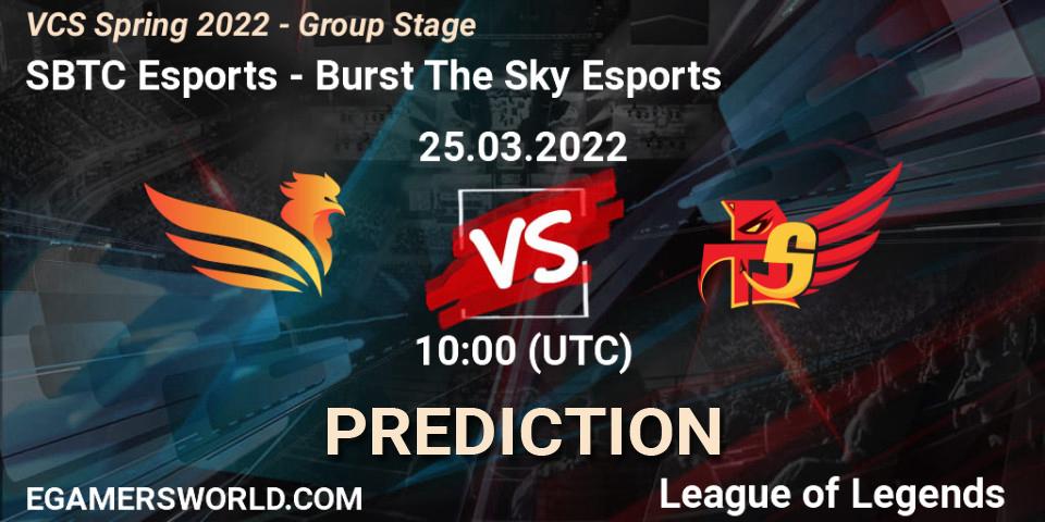 SBTC Esports vs Burst The Sky Esports: Match Prediction. 25.03.2022 at 10:00, LoL, VCS Spring 2022 - Group Stage 