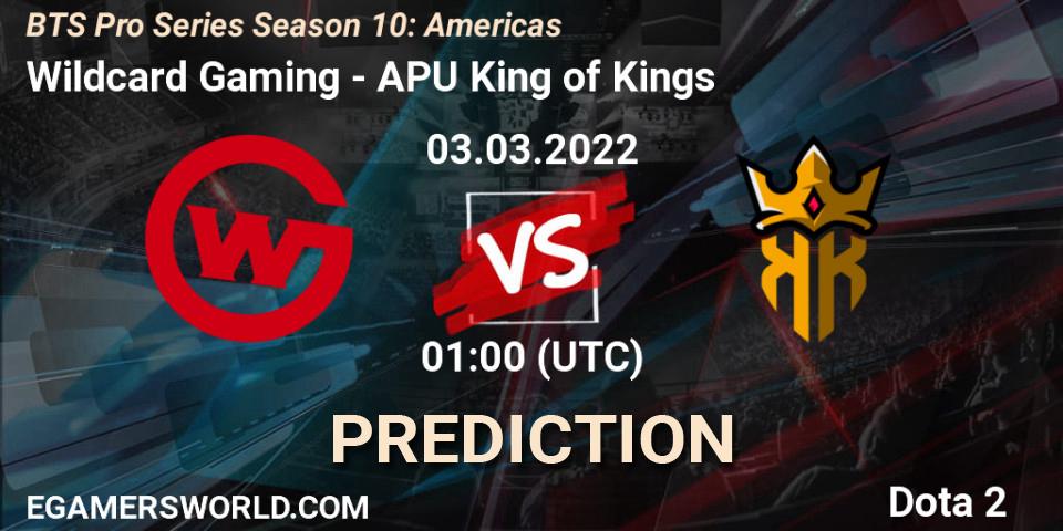 Wildcard Gaming vs APU King of Kings: Match Prediction. 02.03.2022 at 23:45, Dota 2, BTS Pro Series Season 10: Americas