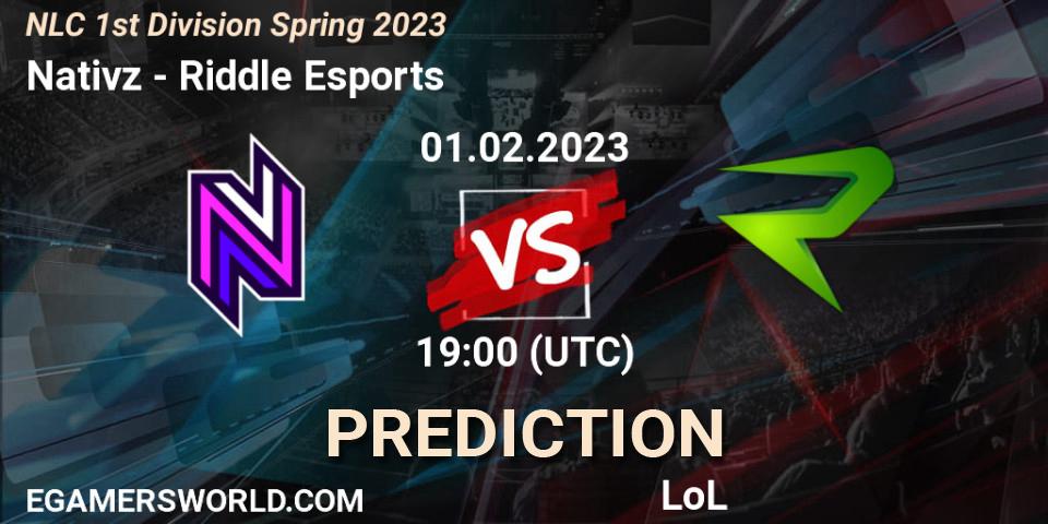 Nativz vs Riddle Esports: Match Prediction. 01.02.23, LoL, NLC 1st Division Spring 2023