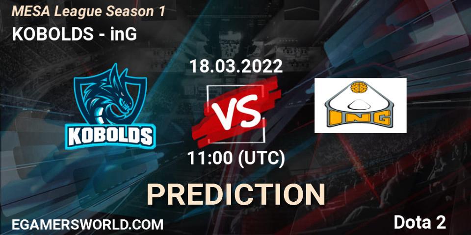 KOBOLDS vs inG: Match Prediction. 18.03.2022 at 11:00, Dota 2, MESA League Season 1