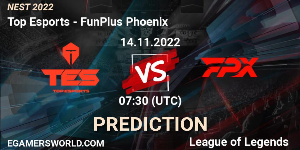 Top Esports vs FunPlus Phoenix: Match Prediction. 14.11.2022 at 08:00, LoL, NEST 2022
