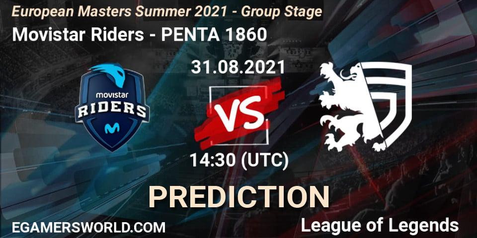 Movistar Riders vs PENTA 1860: Match Prediction. 31.08.2021 at 14:30, LoL, European Masters Summer 2021 - Group Stage