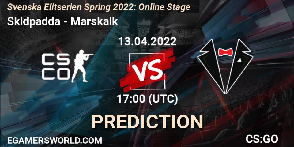 Sköldpadda vs Marskalk: Match Prediction. 13.04.2022 at 17:00, Counter-Strike (CS2), Svenska Elitserien Spring 2022: Online Stage