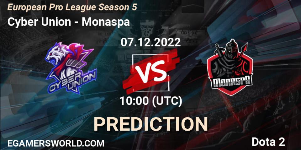 Cyber Union vs Monaspa: Match Prediction. 07.12.22, Dota 2, European Pro League Season 5